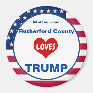 Imã Rutherford County LOVES TRUMP Fridge Patriótica