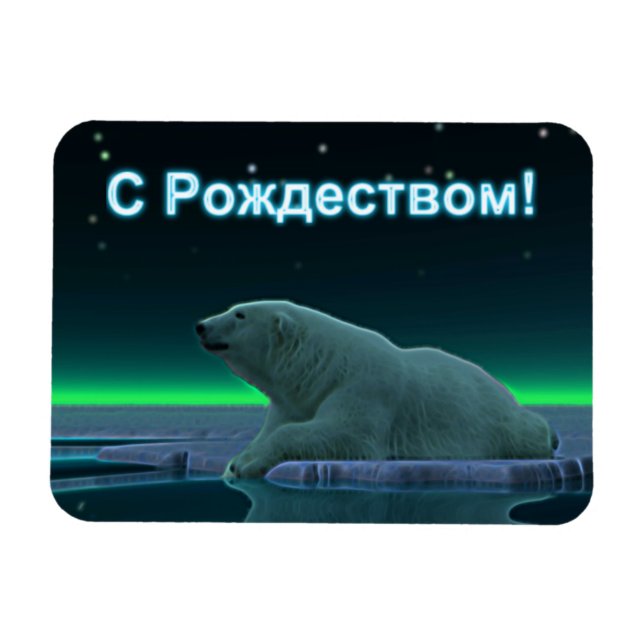Ímã S Rozhdestvom - Urso Polar De Borda Gelo (Horizontal)