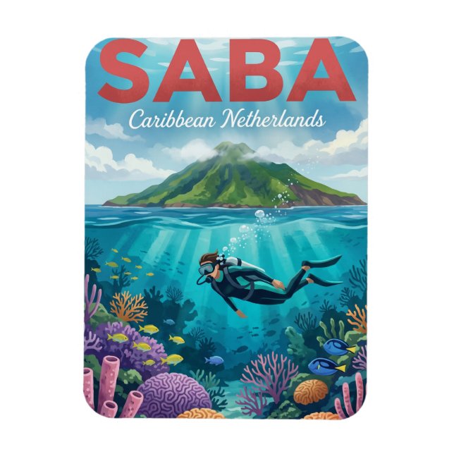 Ímã Saba Caribe Neerlandês (Vertical)