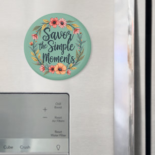 Imã Saboreie os Momentos Simples Citação Floral Boho