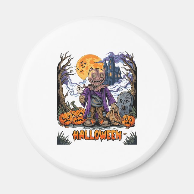 Imã Saco de Doces Espantalho de Halloween Abóboras Cas (Frente)