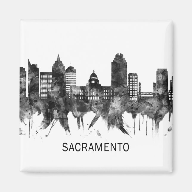 Imã Sacramento California Skyline BW (Frente)