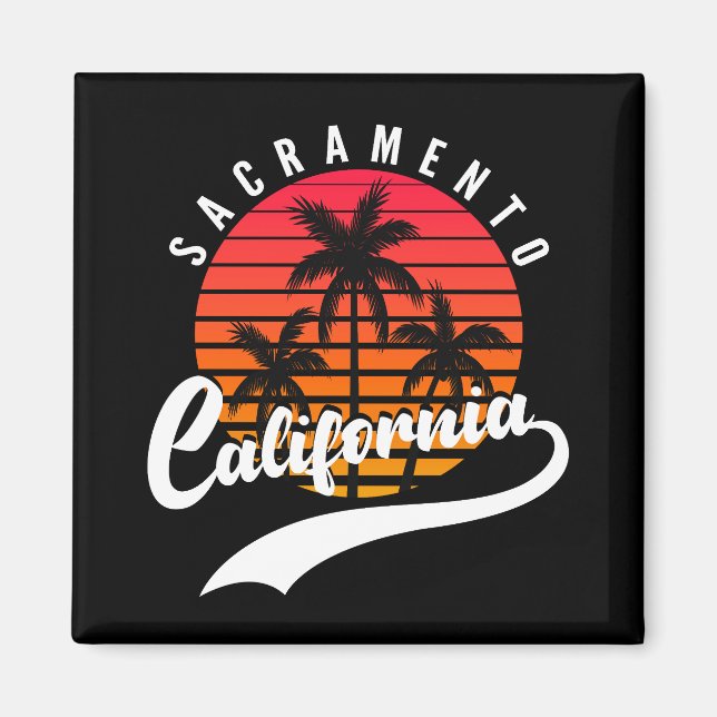 Imã Sacramento Retro Sunset E Magnet De Palmeiras (Frente)