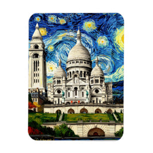 Ímã Sacre-Coeur Paris França Noite Estrelada