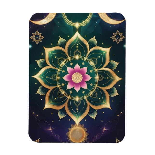 Ímã Sacred Lotus Moon Mandala - Aura Celestial (Vertical)