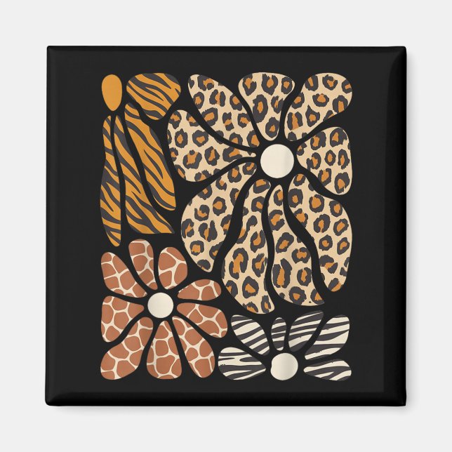 Imã Safari Floral Boho Flores Animais Fofos Garotas (Frente)