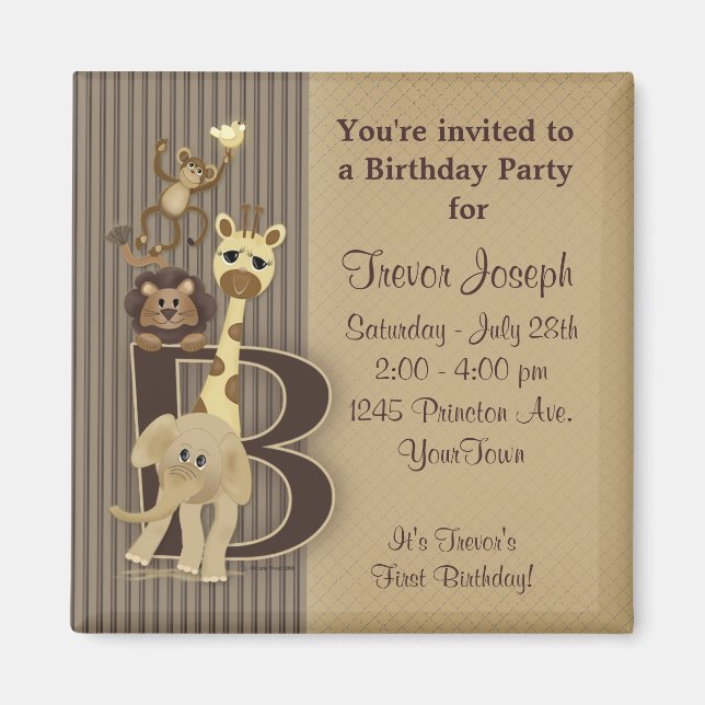 Imã Safari Magnet Favor de Aniversário (Frente)