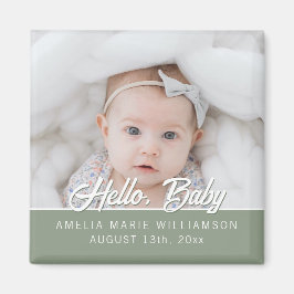 Imã Sage Green Contemporâneo Hello Baby Magnet