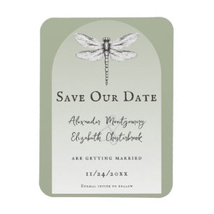 Ímã Sage Green Dragonfly Wedding