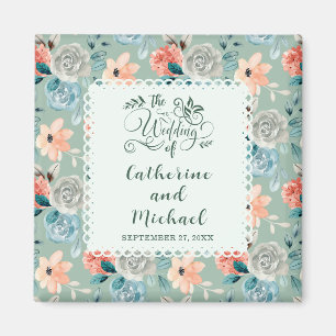 Imã Sage Green Floral Lace Elegante Calliografia de Ca