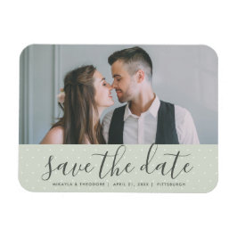 Ímã Sage Green with Dots Save the Date Wedding Photo