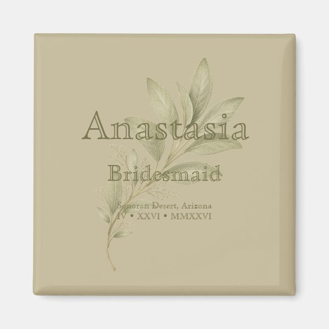 Imã Sage Personalized Bridesmaid Shot Glass (Frente)