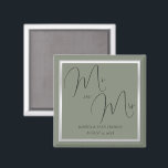 Imã Sage & Silver Wedes sofisticadas<br><div class="desc">Belo sábio sofisticado e o favor do imã de casamento de cor prateada. Trendy Sage e cor prateada para seu dia especial. Cores românticas e da moda para casamentos. Bonito sábio com uma borda prateada brilhante. Convite único, chic e clássico adequado para qualquer estação. Todo texto, fonte e cor da...</div>