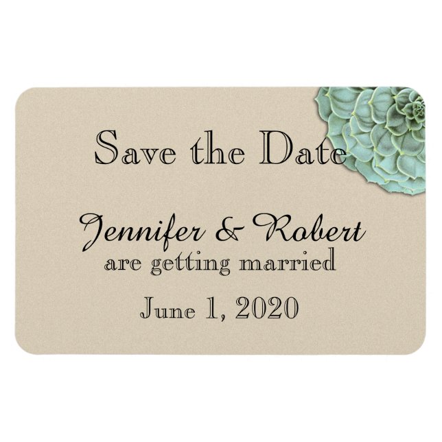 Ímã Sage Succulent Wedding Save the Date (Horizontal)