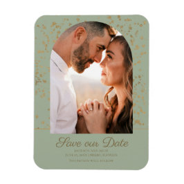 Ímã Sage Verde Dourado Brilho Arco Cúpula Foto Casamen