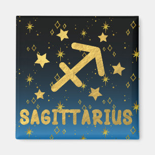 Imã Sagitário Azul Zodiac e Dourado Magneta