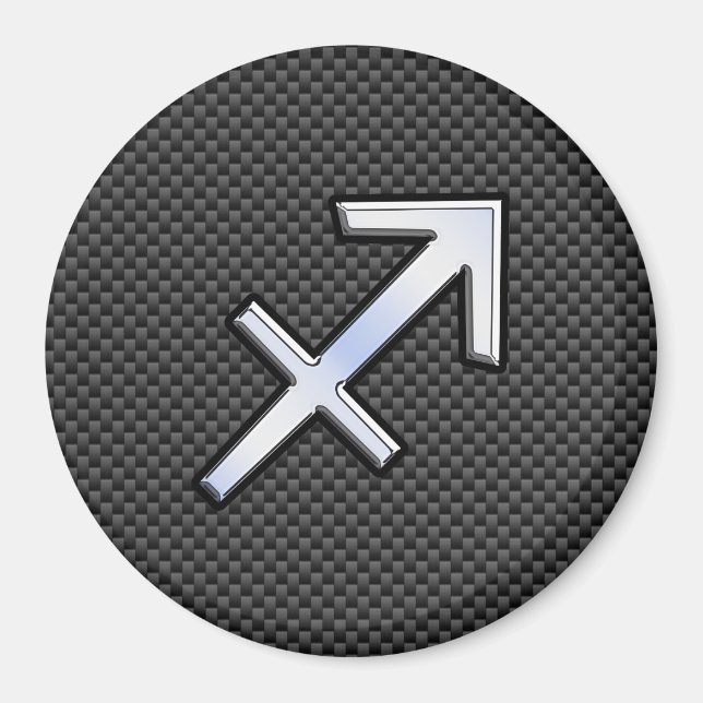 Imã Sagitário Símbolo Zodíaco Estilo de Fibra Negra de (Frente)