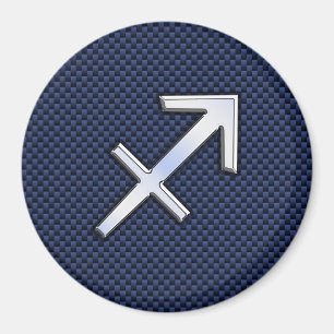 Imã Sagitário Sinal Zodíaco no Decor de Fibra Azul de