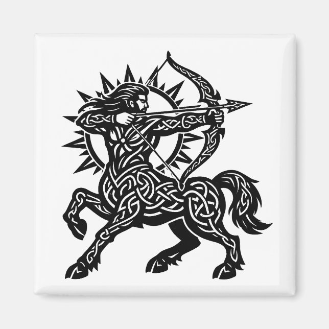 Imã Sagittarius Centaur Archer — Mythic Zodiac Inkwork (Frente)