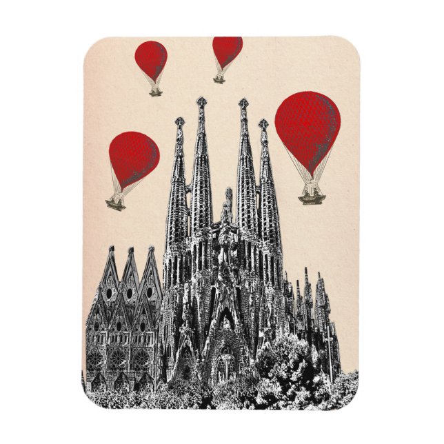 Ímã Sagrada Família e Balões de Ar Quente Vermelho 2 (Vertical)