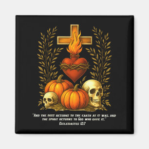 Imã Sagrado Coração Halloween Jesus Caveiras Abóboras