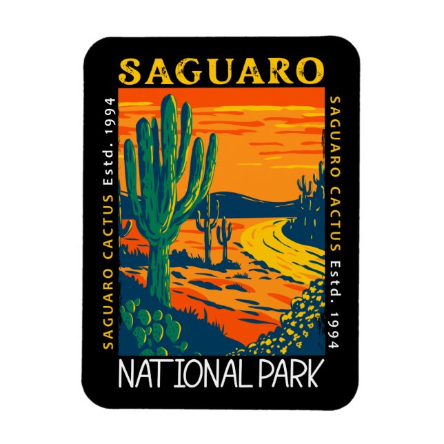 Ímã Saguaro National Park Arizona Vintage se aflita (Vertical)