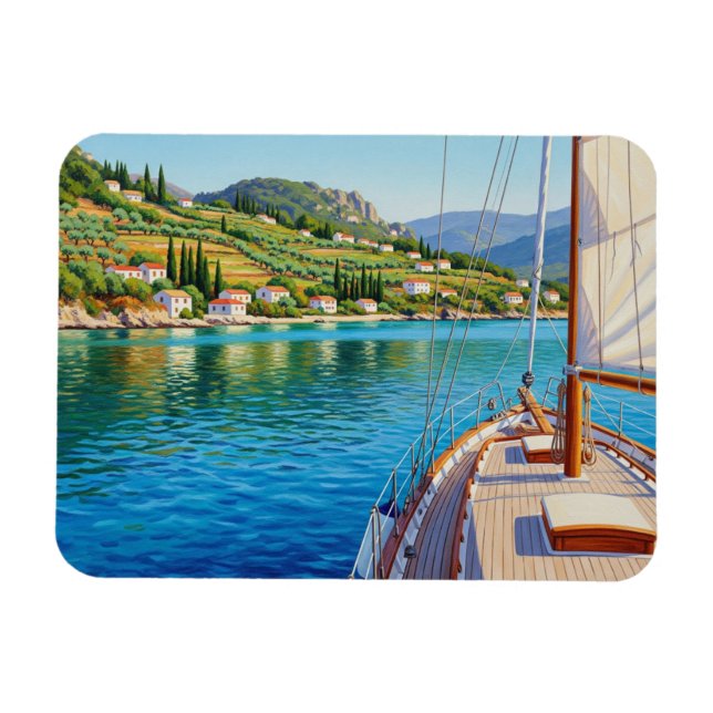 Ímã Saiboat em Corfu Grécia Viagem (Horizontal)