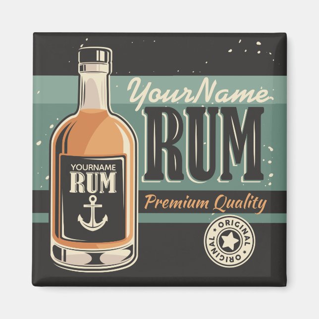 Imã Sailor Personalizado Rum Liquor Bottle Sign (Frente)