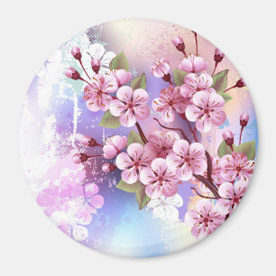 Imã Sakura rosa no fundo da pintura