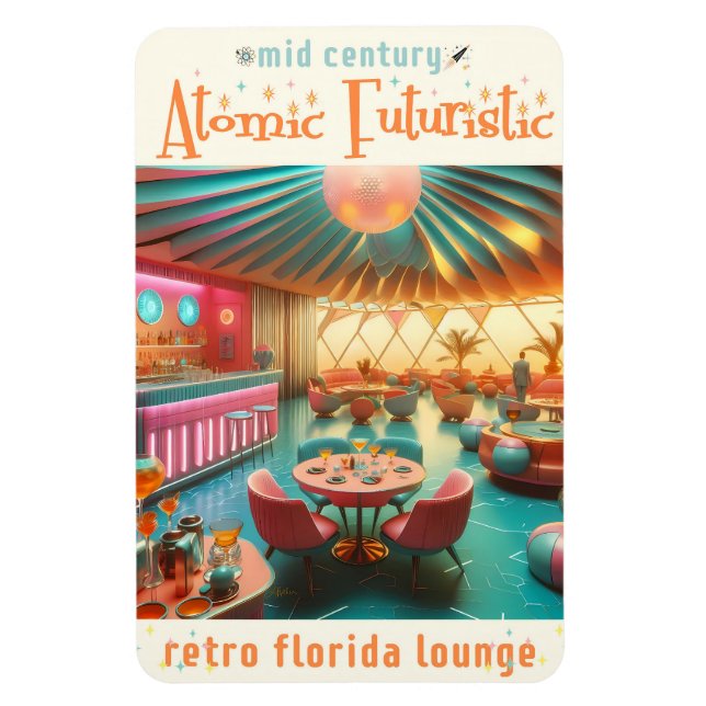 Ímã Sala de Estar Retro Futurista Atômica da Flórida (Vertical)