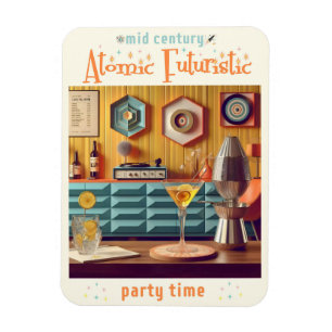 Ímã Sala de Festa Retro Futurista Atômica de Meados do