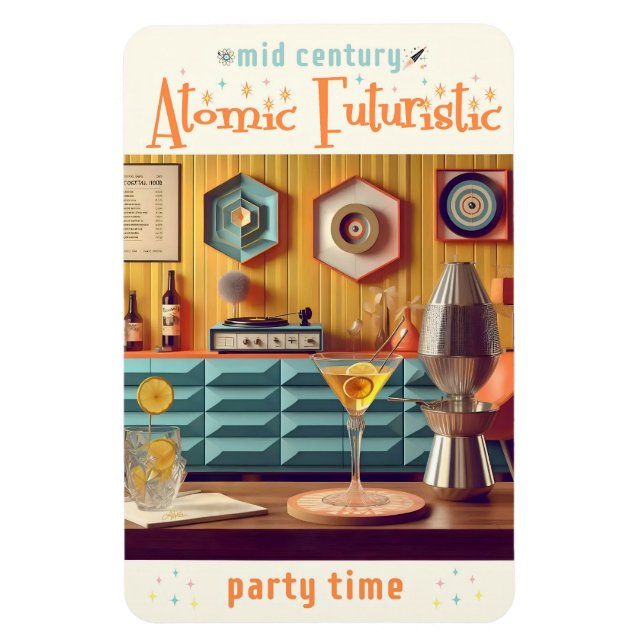 Ímã Sala de Festa Retro Futurista Meados do Século (Vertical)