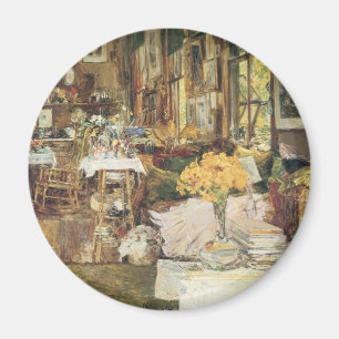 Imã Sala de Flores por Childe Hassam, Arte Fino Vintag
