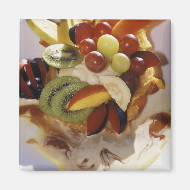 Imã Salada de frutas com sorvete. (Frente)