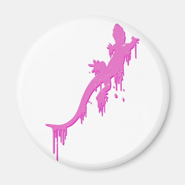 Imã Salamandra Cor-De-Rosa Distante Com Pó De Tinta (Frente)