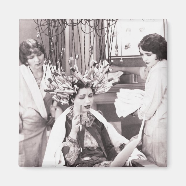 Imã Salão de Cabelo Retro Divertido (Frente)