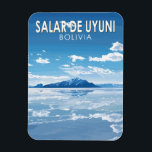 Ímã Salar de Uyuni Bolivia Viagem Art Vintage<br><div class="desc">Salar de Uyuni num estilo de arte vetorial. Salar de Uyuni,  no meio dos Andes no sudoeste da Bolívia,  é o maior apartamento salgado do mundo.</div>