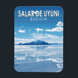 Ímã Salar de Uyuni Bolivia Viagem Art Vintage<br><div class="desc">Salar de Uyuni num estilo de arte vetorial. Salar de Uyuni,  no meio dos Andes no sudoeste da Bolívia,  é o maior apartamento salgado do mundo.</div>