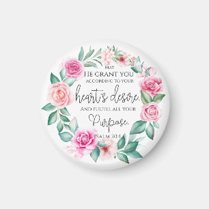 Imã Salmo 20:4 Bíblia Cristã Verso Rosa Floral