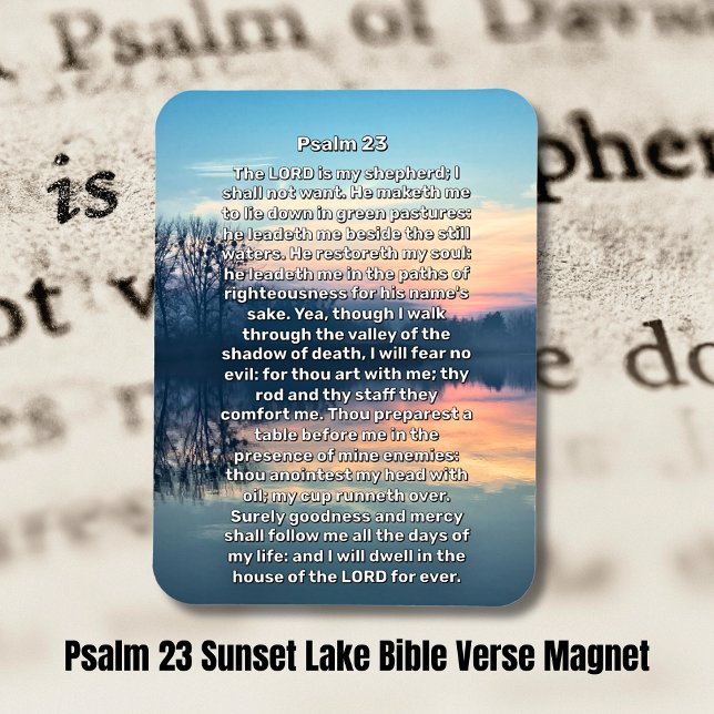 Ímã Salmo 23 Lago Sunset Religioso (Psalm 23 Sunset Lake Religious Magnet)