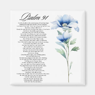 Imã Salmo 91 Aquarela Flor Azul Escrituras Bíblicas