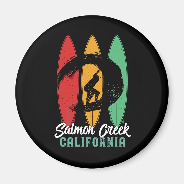 Imã Salmon Creek California Retro Surfing (Frente)