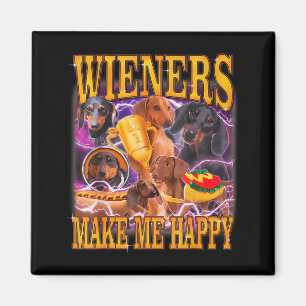 Imã Salsichas Me Fazem Feliz Cachorro Dachshund Engraç