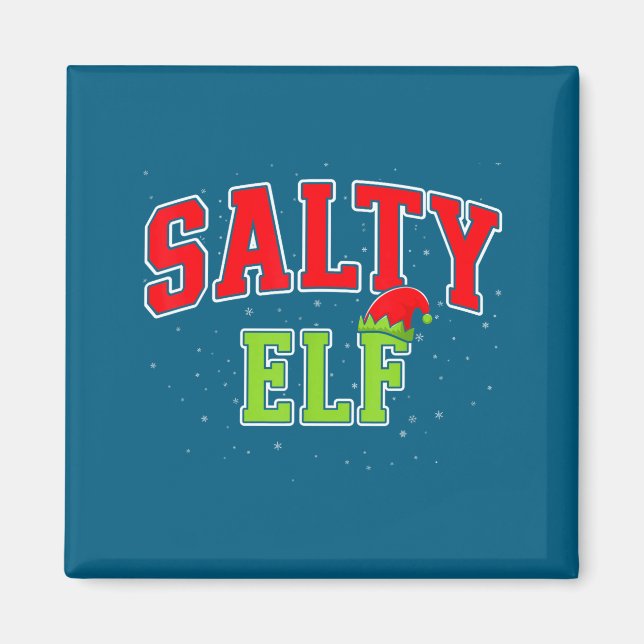 Imã Salty Elf Christmas Family Matching Group Xmas  (Frente)