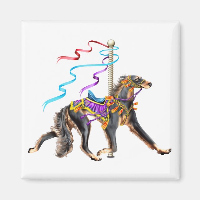Imã Saluki Carousel Black & Tan (Frente)