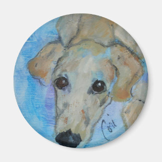 Imã Saluki Puppy Dog Art Round Magnet