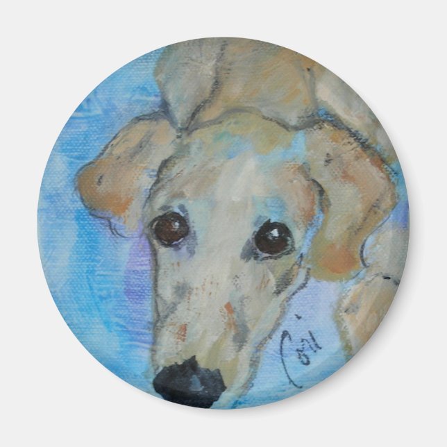 Imã Saluki Puppy Dog Art Round Magnet (Frente)