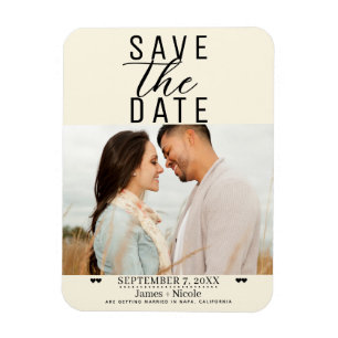 Ímã Salvamento de data moderno creme Casamento Foto