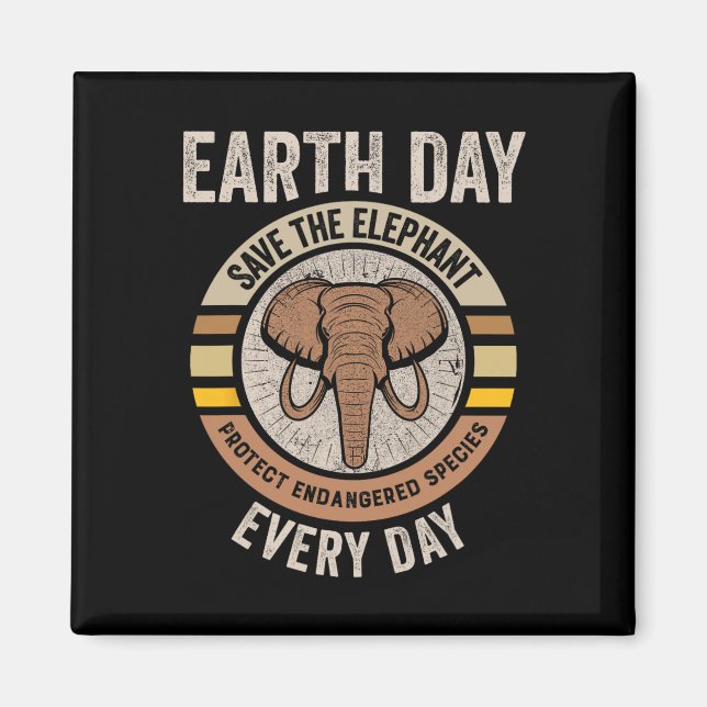 Imã Salvamento Do Dia Da Terra Do Elefante (Frente)