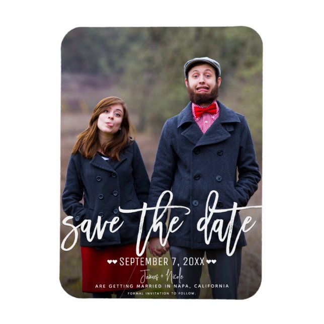 Ímã Salvando a Data do Casamento com Foto de Camãrio  (Vertical)